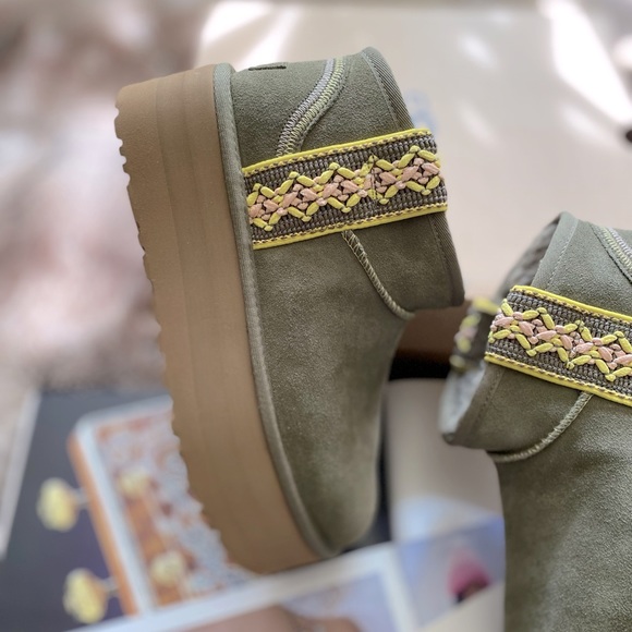 UGG Classic Ultra Mini Braid "Burnt Olive" Platform Boots - Picture 6 of 15